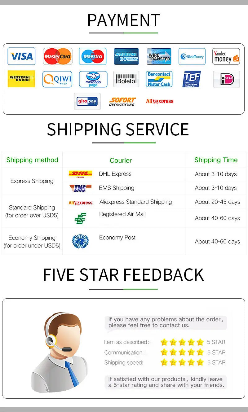 Die Zahlungs- und Versandinformationen-Seite für das Dell Latitude 5530 5531 Ersatzgehäuse 09T2NW 026RHC, auf der Kreditkartenlogos von DHL Express, EMS-Versand sowie Kontaktdaten für den Kundenservice angezeigt werden.