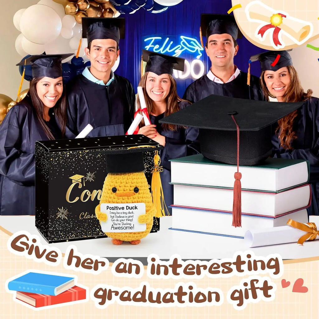 Graduation Gifts for 2025 - Inspirational Positive Duck with Cap and Greeting Card Funny Pickle for Her Girls Him Boys School