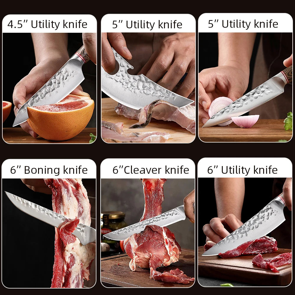 Kitchen Chef Knives Boning Knife Meat Cleaver Knife Hand Forged Hammer Knives Fruit Knife Kitchen Knife Boning for Cooking Tools