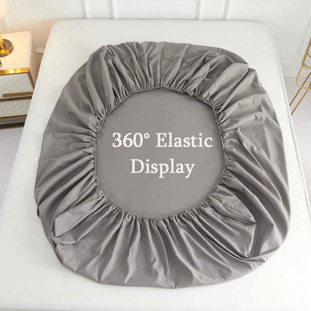 1 piece of solid color bed sheet for bedroom 100%Polyeste Elastic Band Around bedding Fitted Sheet Only (excluding pillowcases)