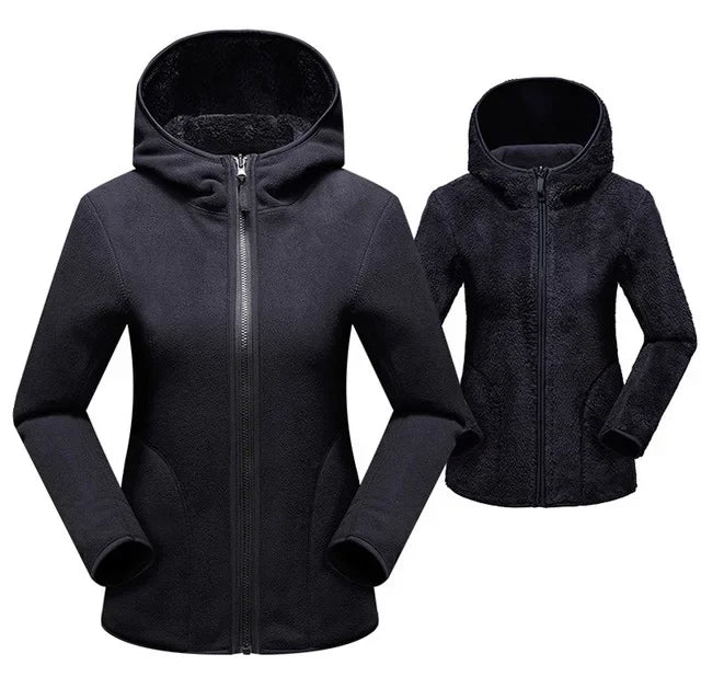 Women Pullover Sweatshirts Winter Unisex Reversible Hoodie  Warm Polar/Coral Fleece Hooded Jacket Ladies Flannel Coat Hoody