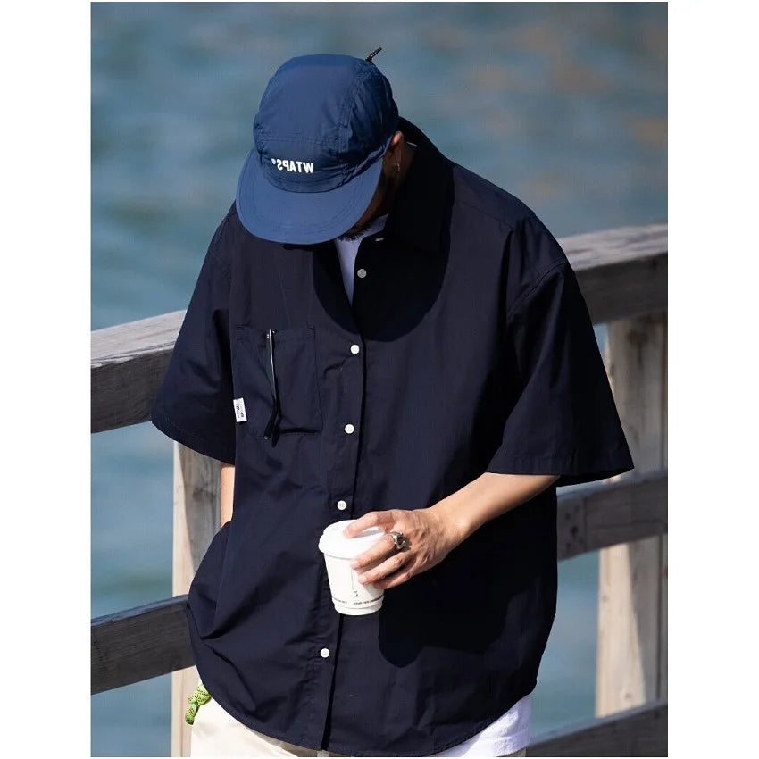 Summer New Style Retro Japanese Short Sleeve Shirt Loose Casual Versatile Half Sleeve Shirt for Men And Women Cityboy Workwear