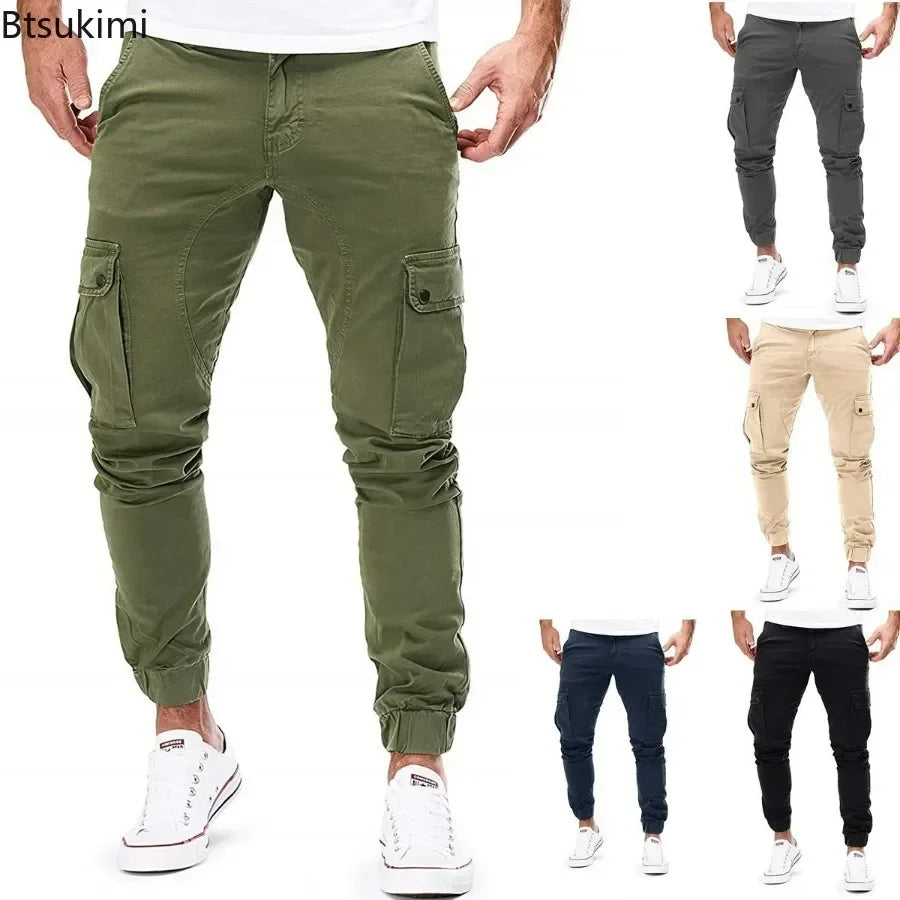 2026 Men's Streetwear Cargo Pants Fashion Sweatpants Joggers Men Casual Pants Solid Color Cotton Trousers Mens Brand Track Pants