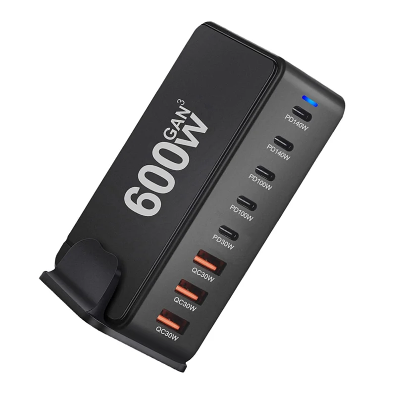 FULL-Fast Charging 600W Desktop Gan Quick PD Charger 8 Ports USB Type C Mobile Phone Laptop PC Charging Dock Stand