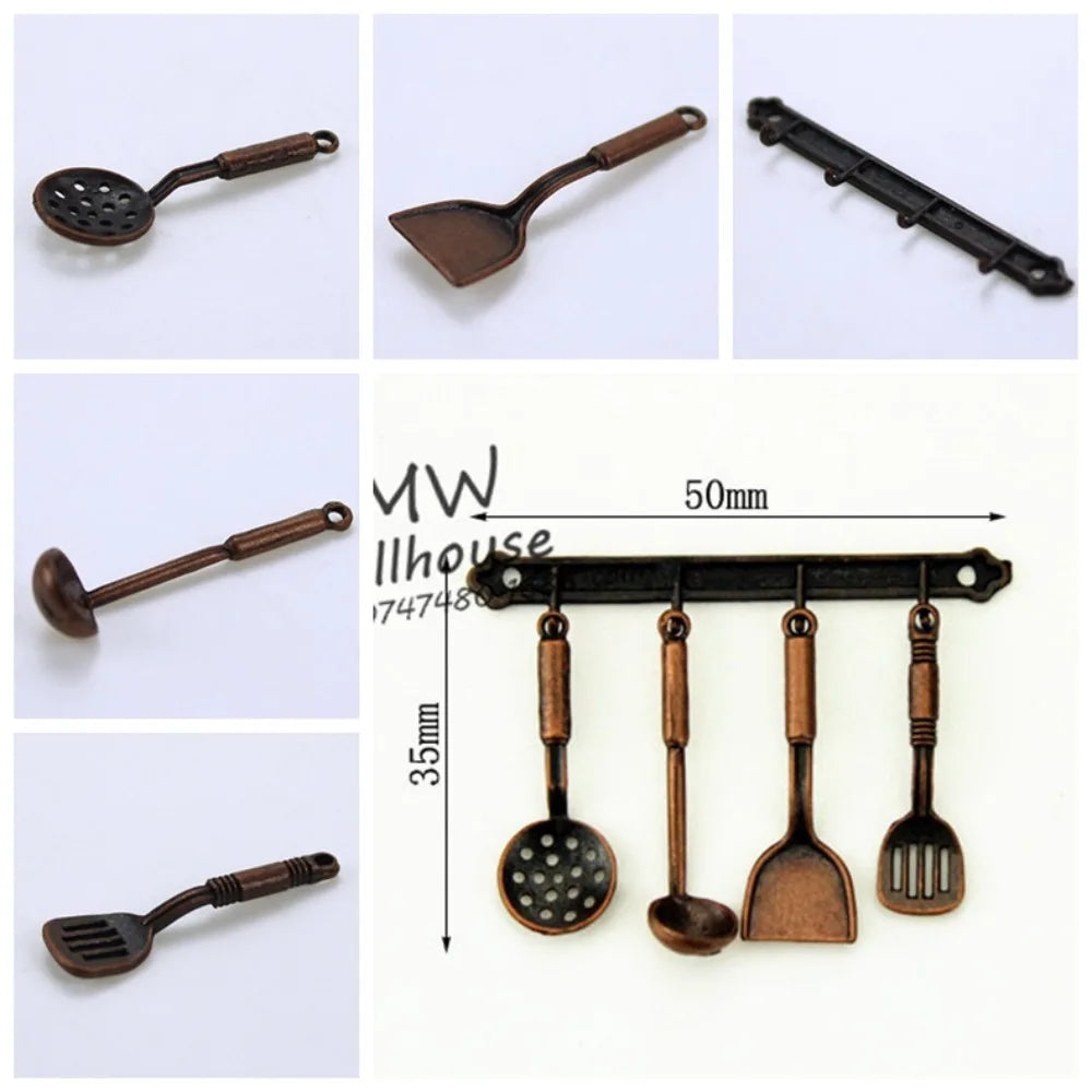 Kettle 1:12 Mini Kitchen Utensils Sets Cookware 1:12 Scale Kitchen Set Alloy Mini Mini Kitchen Cooking Kit Mini Play House