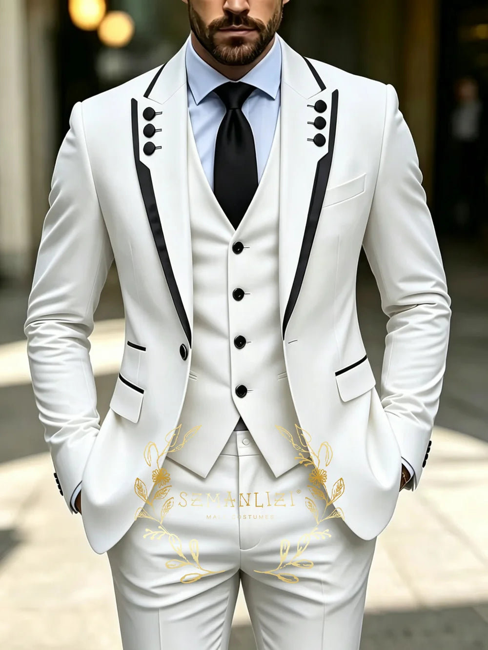 Classic Brown Business Suits For Men Slim Fit 3 Pieces Groomsmen Suit Male Party Formal Wedding Tuxedos Jacket+Vest+Pants