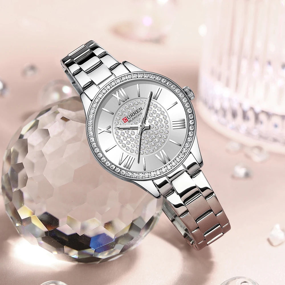 CURREN Women Watches Luxury Fashion Quartz Ladies WristWatch Stainless Steel Waterproof Girls Clock Gift Relogio Feminino