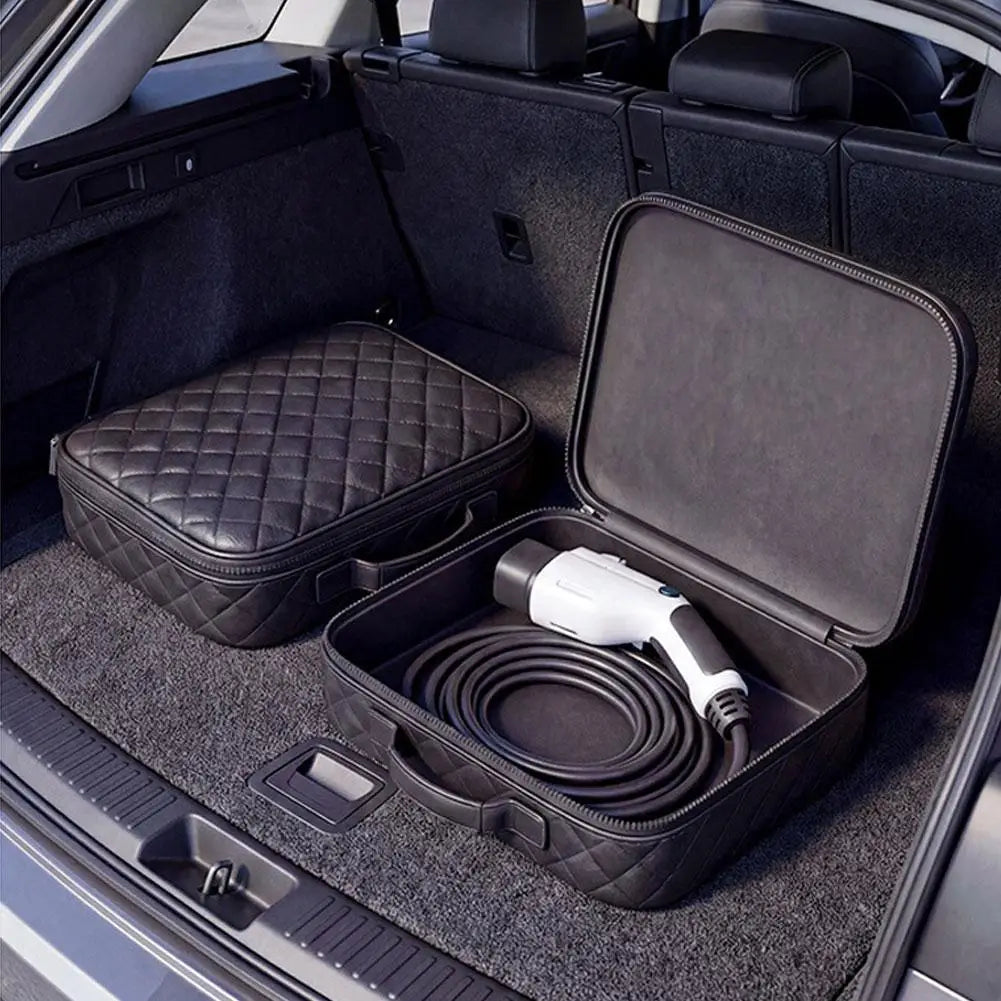 Charging Cable Storage Bag 1PC Carrying Case For Electric Vehicle Charger Portable Square Round Trunk Organizer Car Accessories