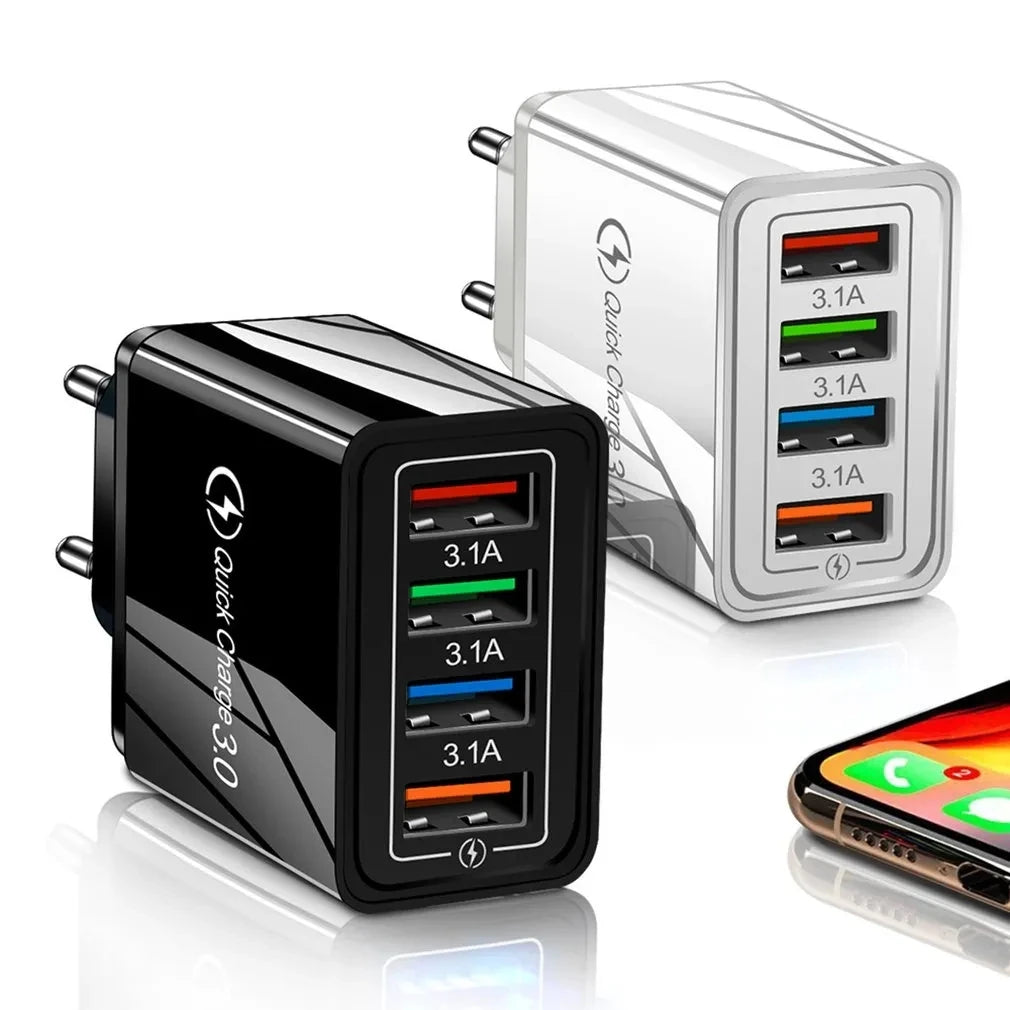 EU US Plug 3A USB Charger Multi Port 4 USB Quick Charge 3.0 For Phone Adapter Tablet Portable Wall Charger Fast Charger For Poco