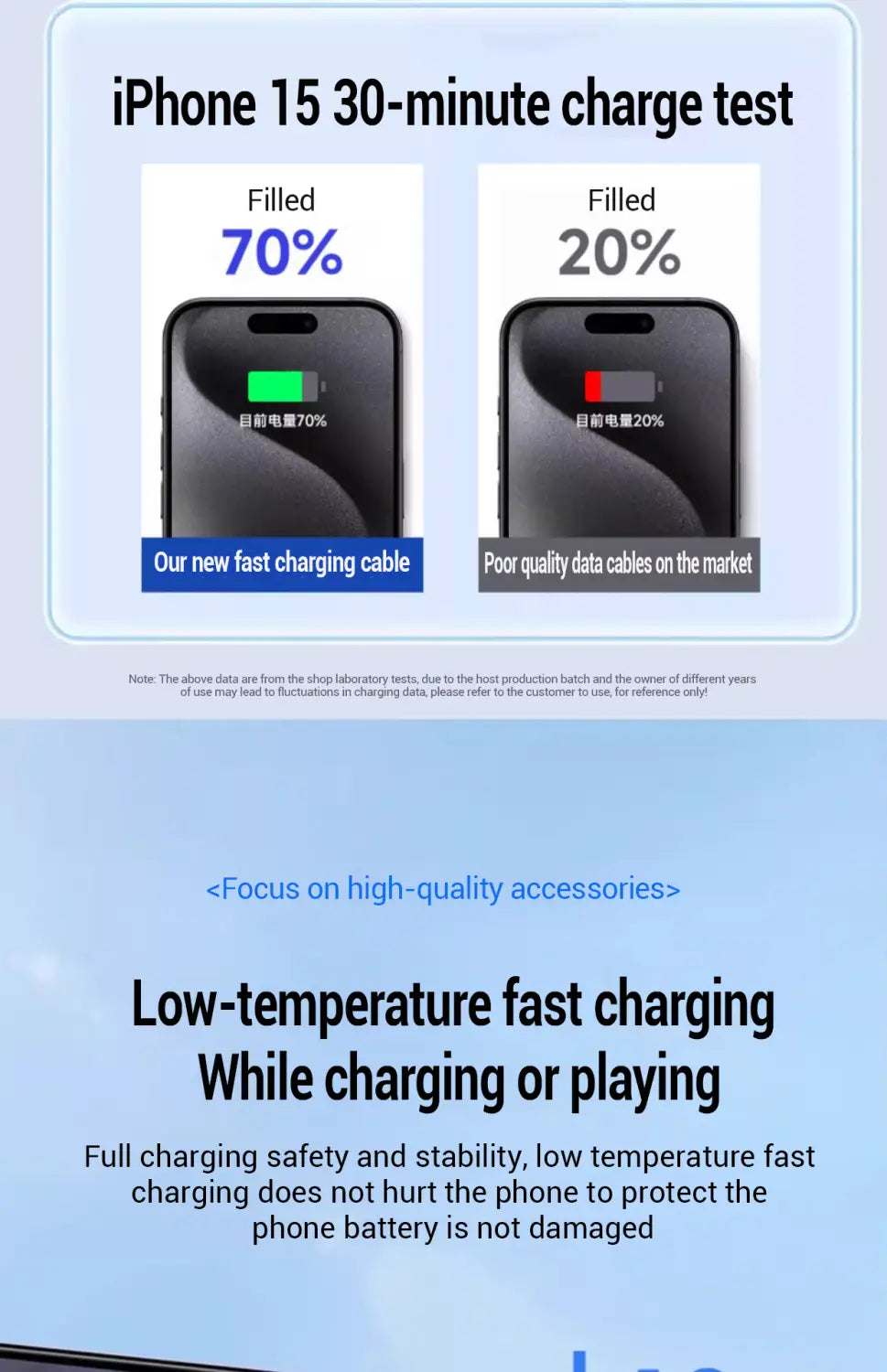 usb c to lightning fast charging cable connected to an iphone 15 with a sleek metallic finish and rounded edges shown from the back side