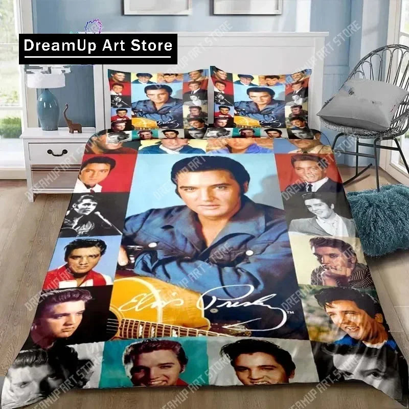 Poster Collection E-Elvis Presley Bedding Set Single Twin Full Queen King Size Bed Set Adult Kid Bedroom Bedding Gift