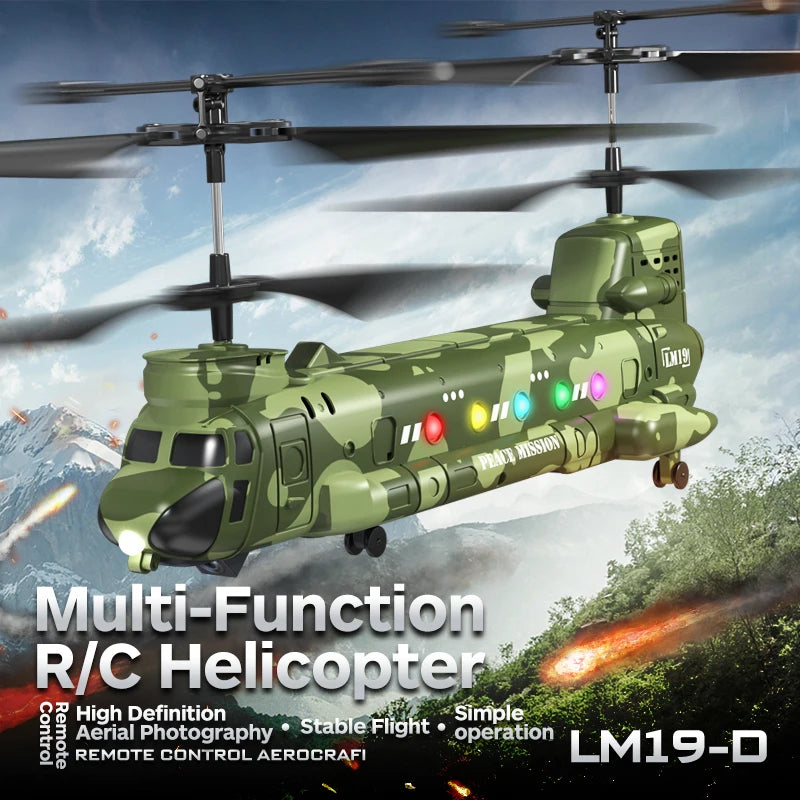 2025 LM19-D Chinook Helicopter 2.4g Remote Control Aircraft Hd Aerial Photography Of Children'S Military Toy Model Xmas Gift Toy