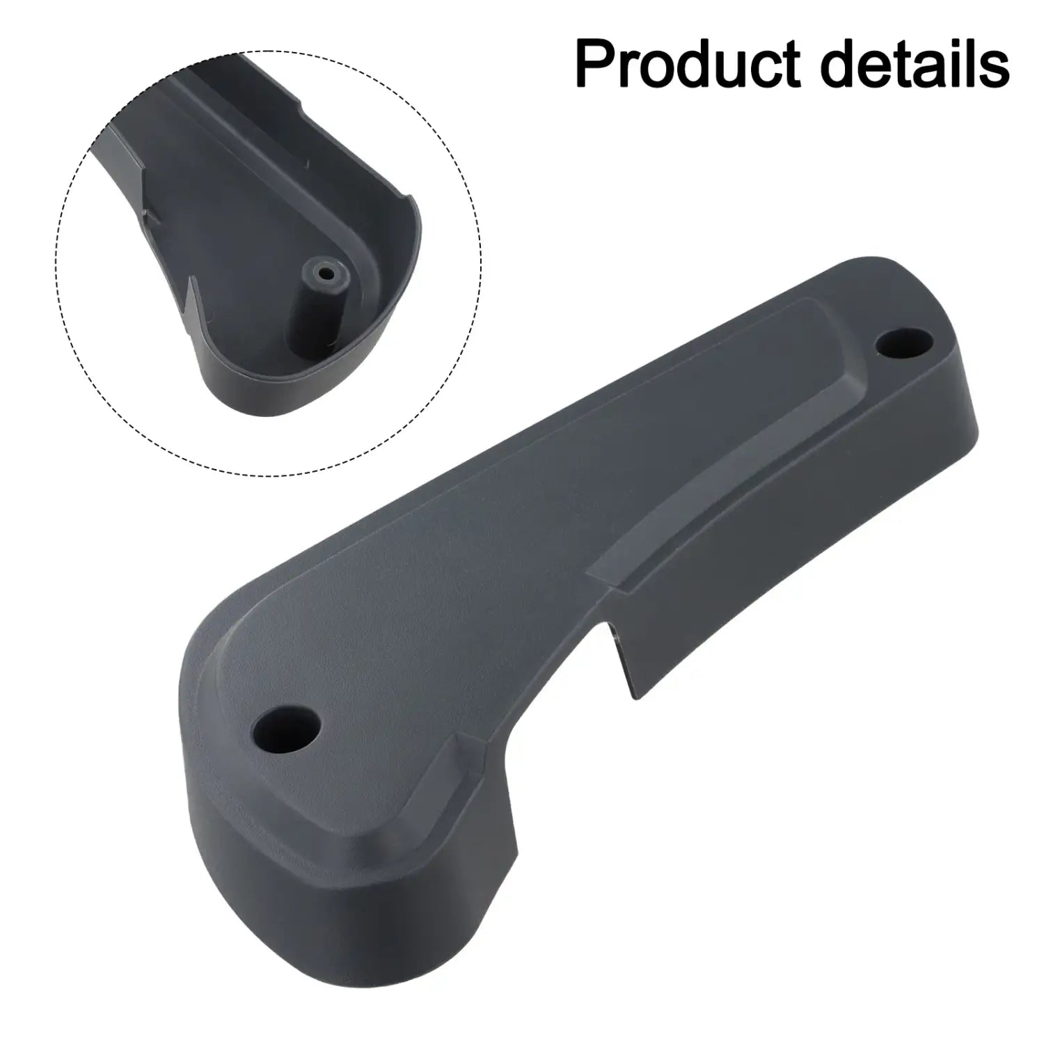 Black plastic car door handle cover with a matte finish and molded contours for Fiat Ducato driver seat panel 60911360.