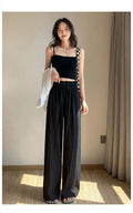 Wide-leg Pants for Women's Clothing Summer Thin 2025 New Narrow Version Pleated Japanese Style
