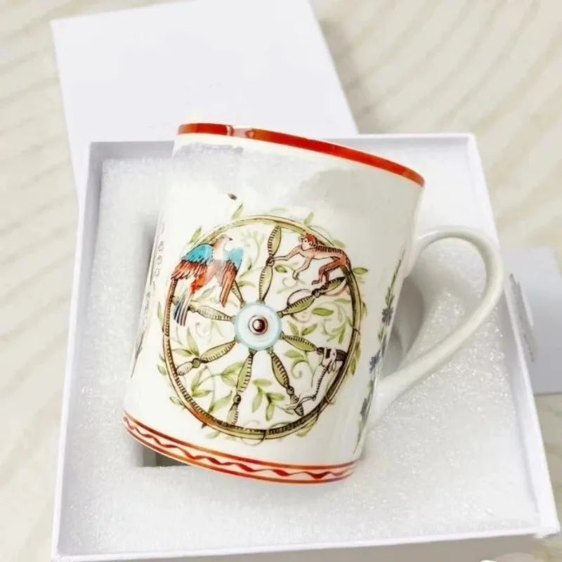 Coffee Cup Mug Fathers Day Gifts Retro Bone China Mug Breakfast Cereal Cup Household Creative Sun Series Tea Gift