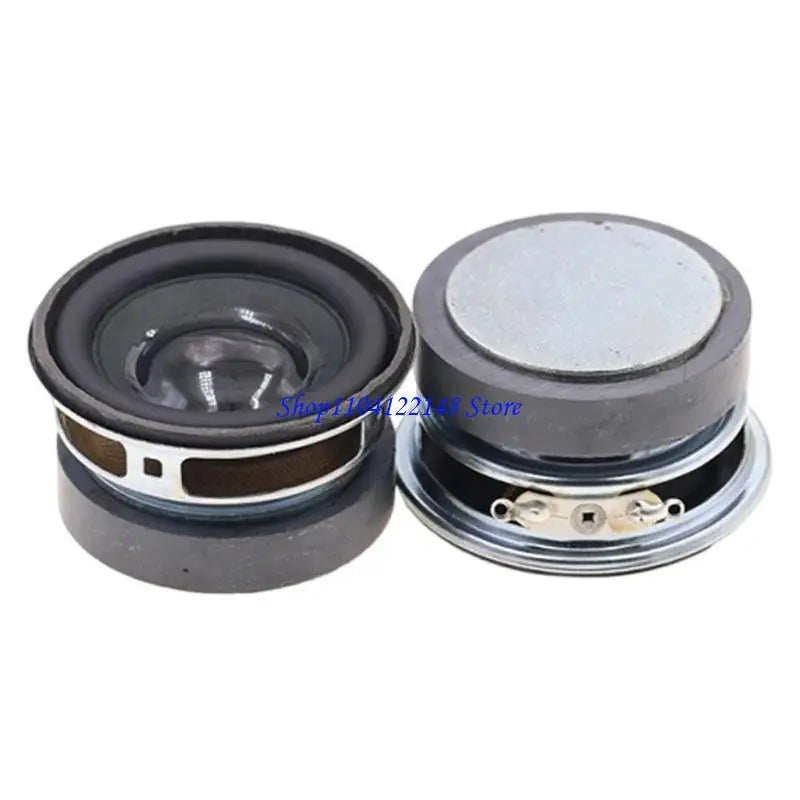 Black and silver 1.75 inch 3w 4 ohm mini bass speakers pair with a matte finish outer casing