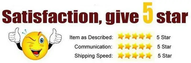 five-star rating graphic with a cheerful cartoon emoji giving two thumbs up for a walkie talkie silicone case for baofeng bf 888s highlighting radio walkie talkie durability and fast shipping time.