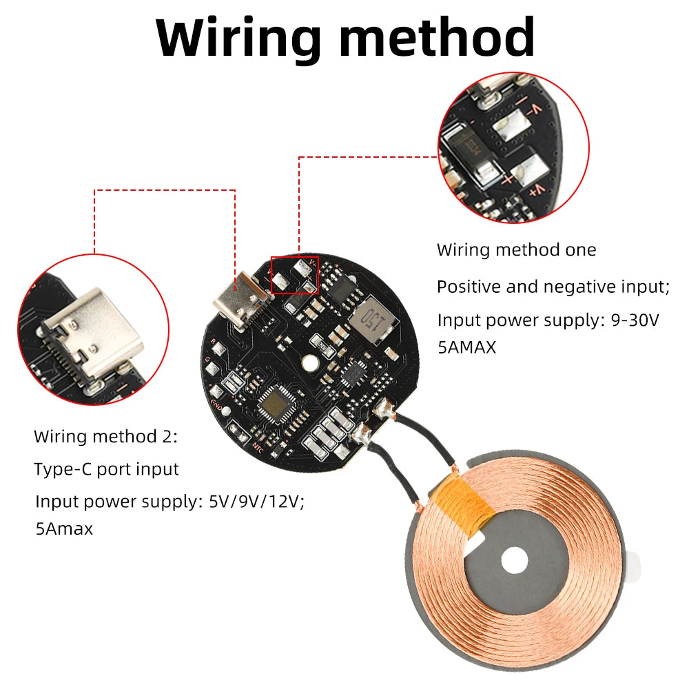 20W High Power Car Wireless Charging Module 12V 24V Mobile Phone Battery Car Modification Wireless Charging Motherboard Pcba