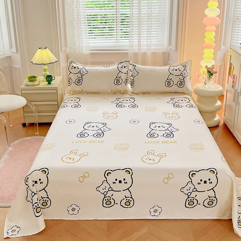 Bedroom Sheet Gorgeous Flowers Cartoon Printing Bedding Sheet PillowCase Bedding Fashion Exquisite Printing Sheet 1pc or 3pc/Set