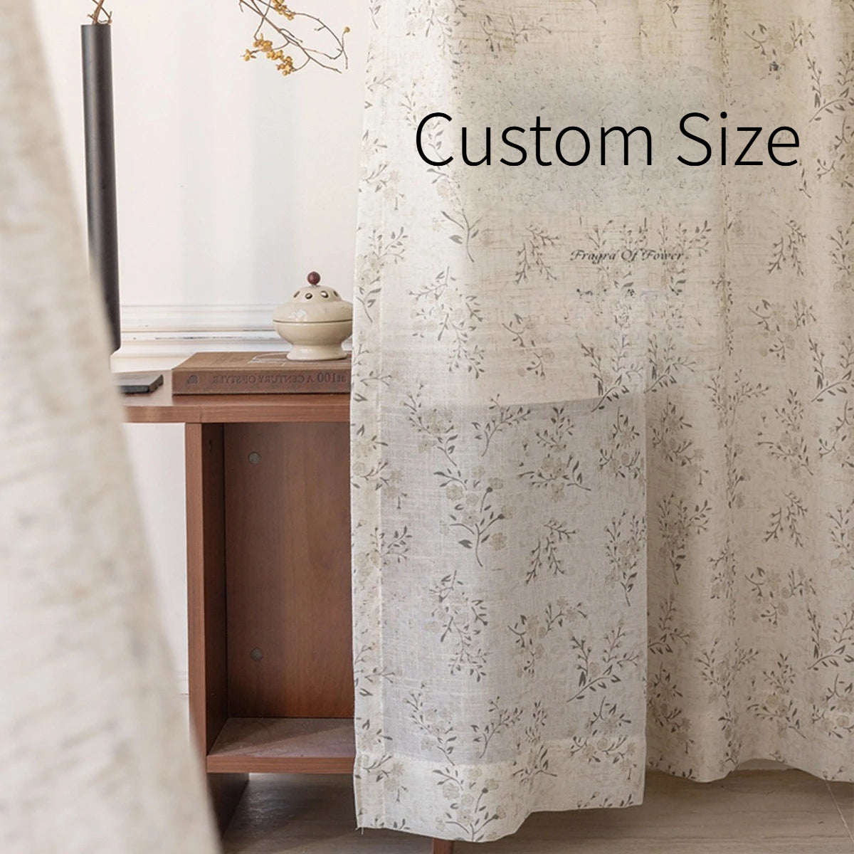 Cotton and Linen Gauze Curtains with Pastoral Style Curtains for Living Dining Room Bedroom Window Blackout Decor Custom Size