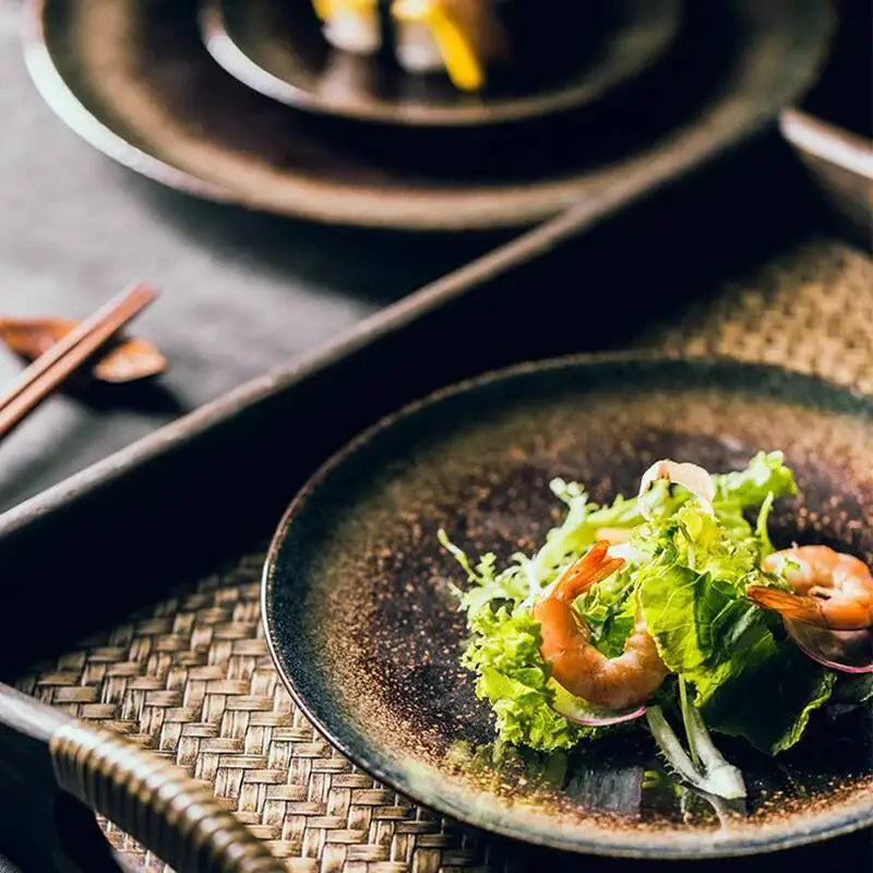 Japanese Ceramic Serving Dinner Plate Western Steak Dishes Trays Tableware Breakfast Dinnerware