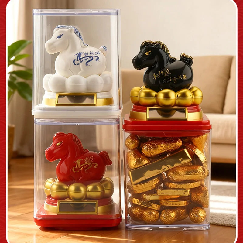 New Year of the Horse Figurines Chinese Solar Energy Swing Lucky Pony Desktop Ornament Home Car Decoration New Year gifts
