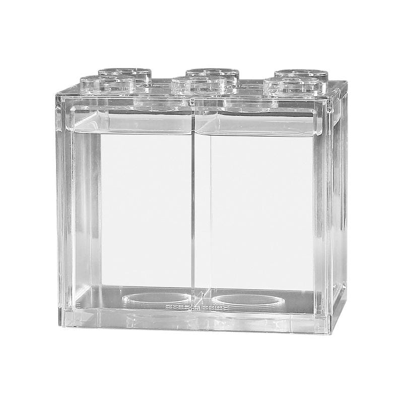 デスクトップ水槽用として、レゴのレンガの形をした透明なコンパートメント二つのクリアプラスチック製アクリル製ベタフィッシュ用保管ボックス。