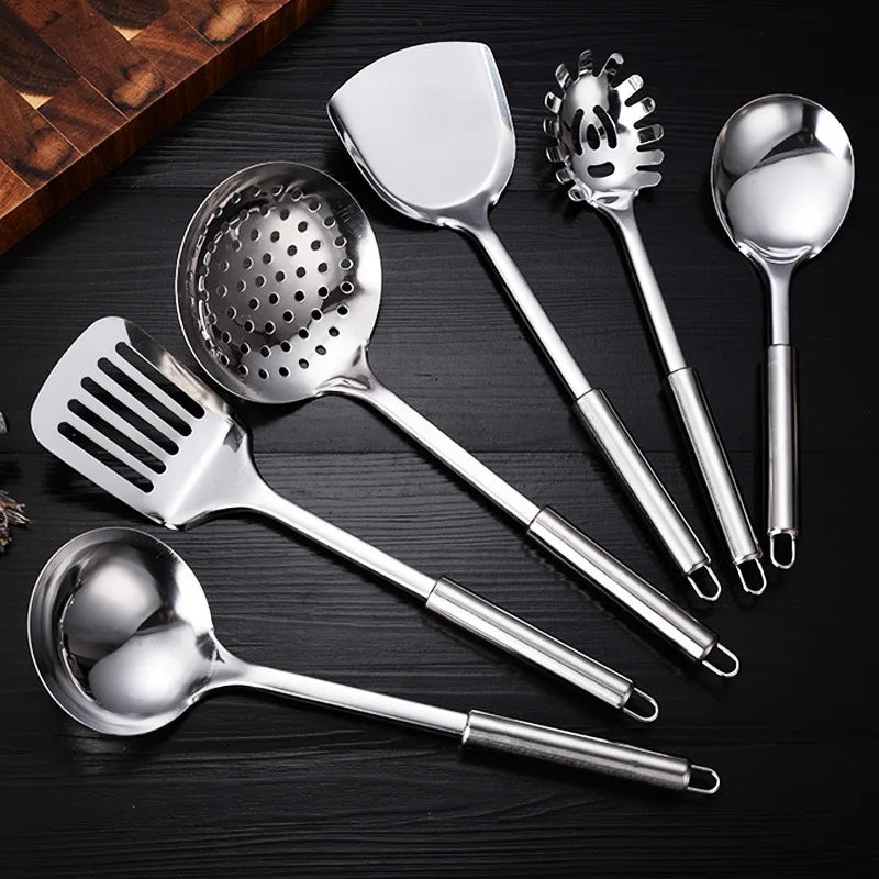 9-Piece Stainless Steel Kitchen Utensil Set, Multi-Purpose Cooking Tools, Including Turner Spatula, Ladle, Slotted Turner