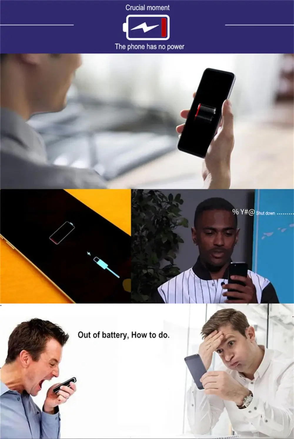 Schwarzes Smartphone mit einer Anzeige für niedrigen Akkustand sowie der Pro-Max-Akku-Ladehülle für iPhone 16- und 17-Serien auf der Rückseite.