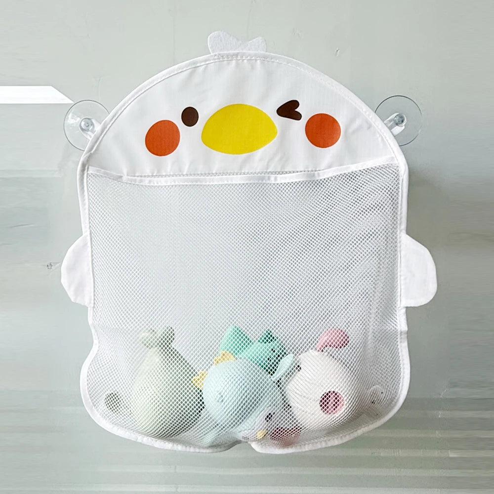 Baby Shower Bath Toys White Baby Kids Toy Storage Mesh with Strong Suction Cups Toy Bag Net Bathroom Organizer for Kids Toddlers