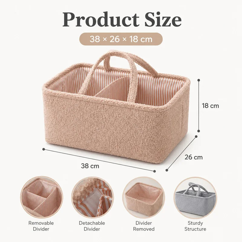 Baby Diaper Organizer with Removable Divider Large Capacity Storage Basket for Nursery Clothes Toys Wipes Baby Essentials