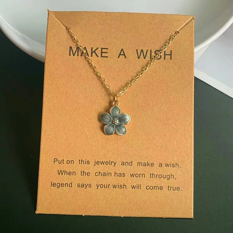 New Flower Pendant Necklace for Women Korean Fashion Cute Romantic Choker Necklace Golden Color Link Chain Neck Jewelry Gift