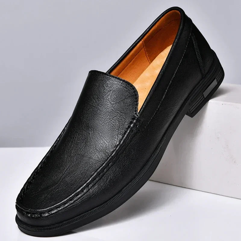Men Dress Shoes Breath Driving Lazy Loafers Moccasins Genuine Leather Footwear Slip on Office Man Formal Wedding Party