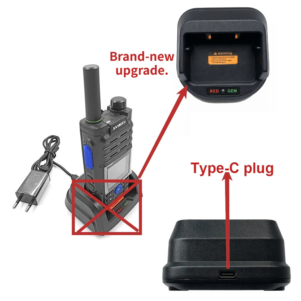 Charger Desktop Type-C Plug for ANYSECU T56 Ruyage ZL50 4G Network Radio Charger Base