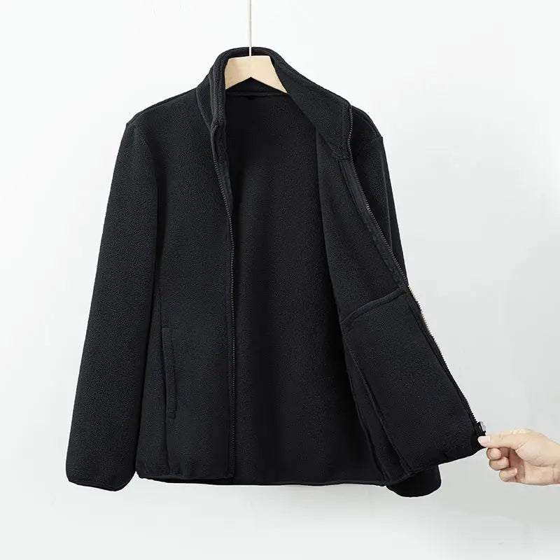 Winter Womens Fleece Jacket Double Sided Windbreaker Warm Thick Coral Fleece Coat Outwear Thermal Jacket Woman Fleeced Clothing