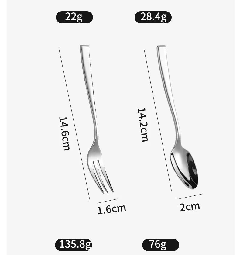 Stainless Steel Slanted Cutlery Set Portable Travel Dinnerware Spoon Fork Knife Reusable Tableware Set For Camping Outdoor