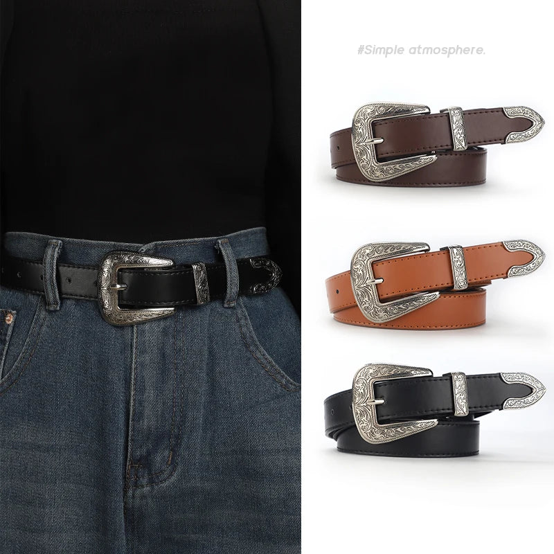 A men's and women's all-purpose european-style retro belt casual buckle belt