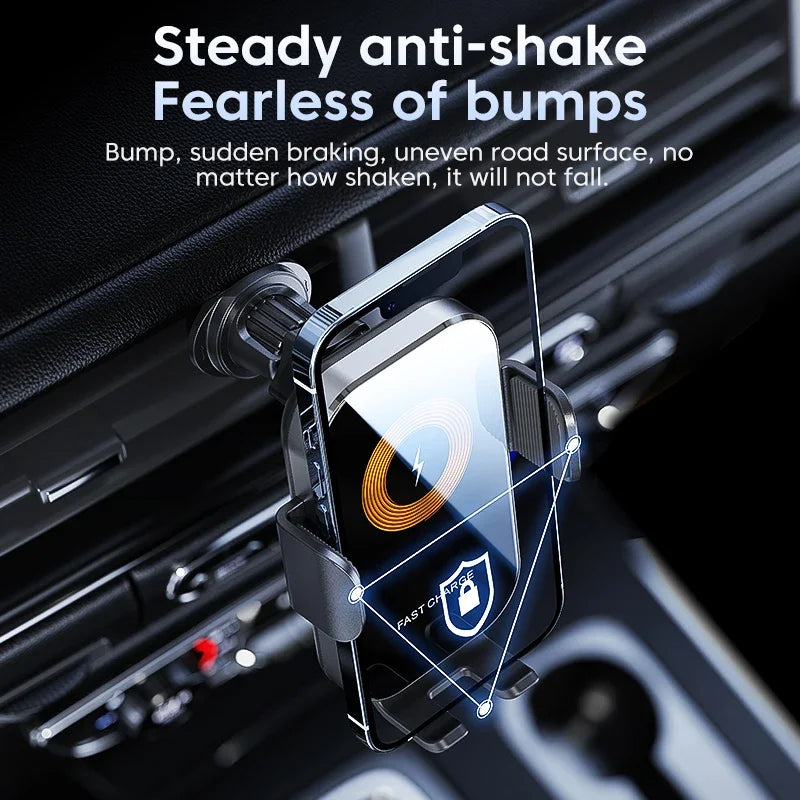Universal Car Wireless Charger Auto Car Mount Phone Holder Stand 15W Fast Charging For Smartphone Intelligent Sensing