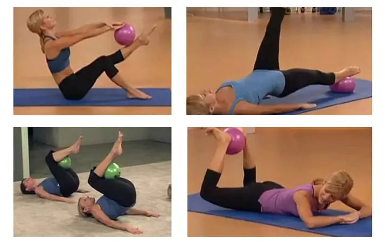 pink and green 25cm explosion proof pilates balls designed for yoga core fitness routines