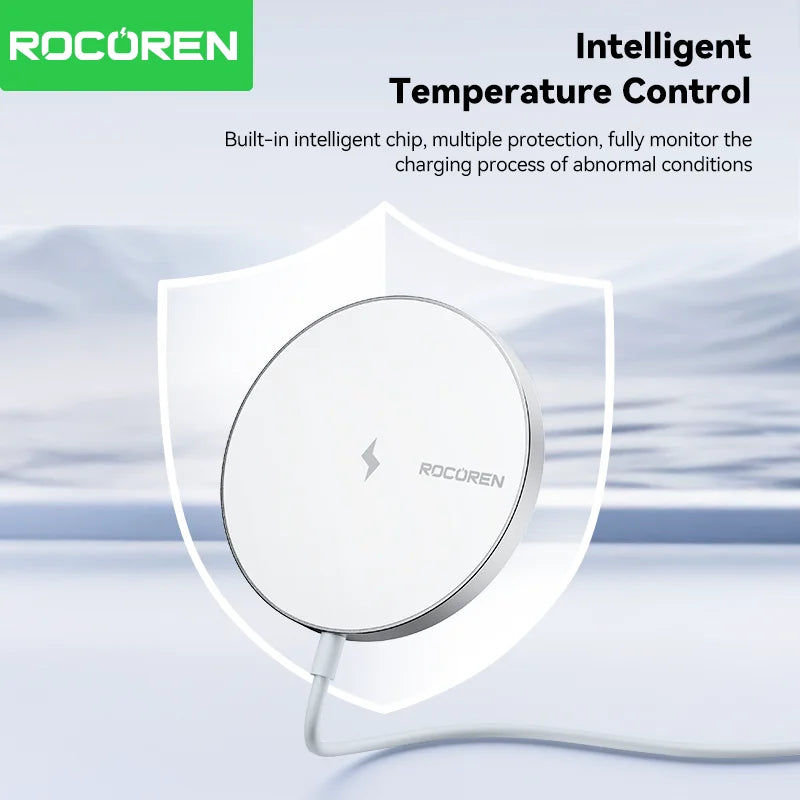 Rocoren 15W Magnetic Qi Wireless Chargers Fast Charging for iPhone 16 15 Pro Max PD Fast Charging For Xiaomi Pad Adapter
