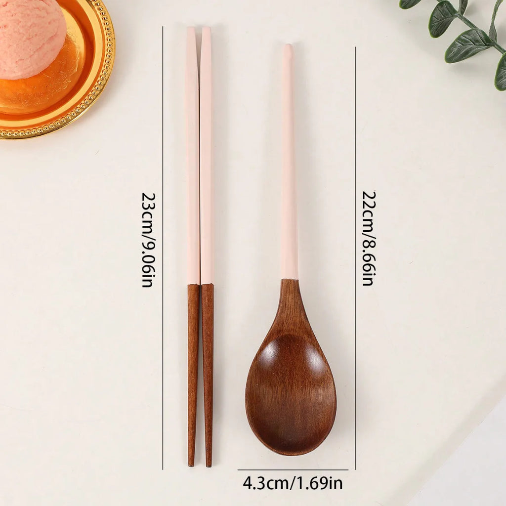 A Set of Colorful Wooden Spoons and Chopsticks Suitable for Everyday Use