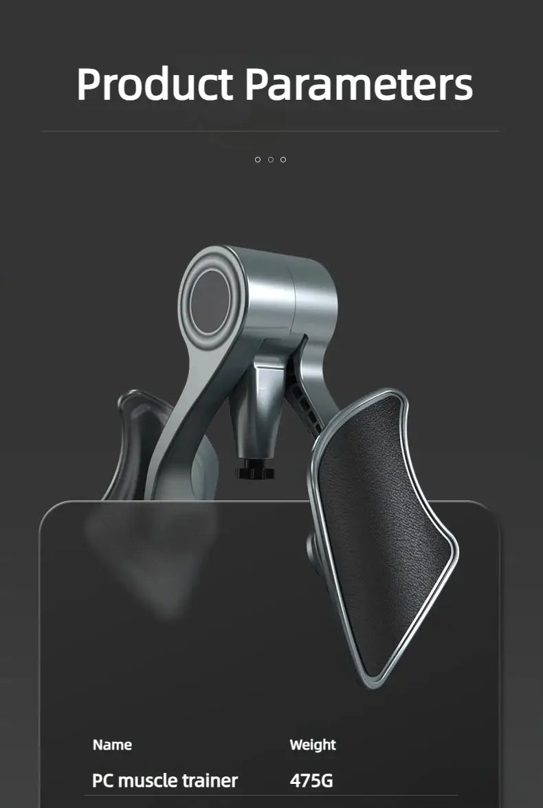 silver and black pelvic floor muscle trainer for men featuring a sleek ergonomic design