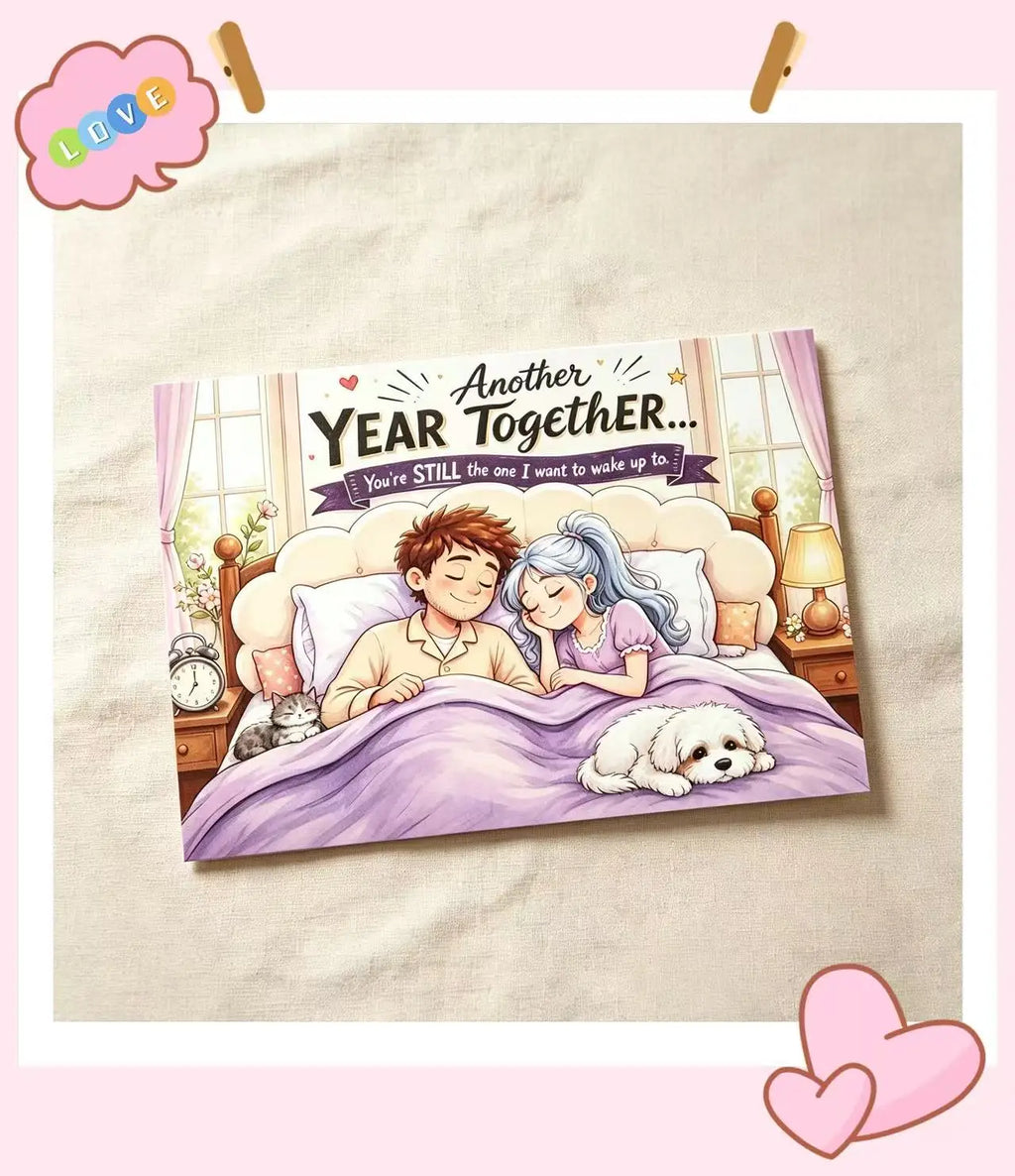 Anniversary Couple Greeting Card, Romantic Together Year Wedding Anniversary Card, Sweet Love Wish Card for Boyfriend Girlfriend