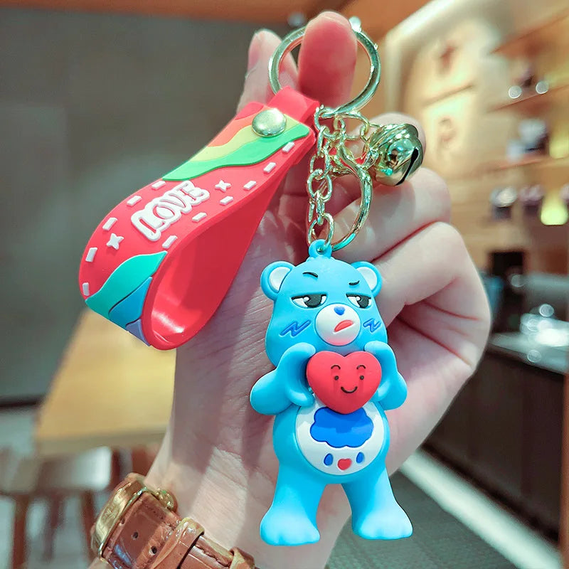 Care Bears Keychains Kawaii Cartoon Character Key Chain Cute Car Keyring Kids Girls Backpack Pendant Children Birthday Gifts