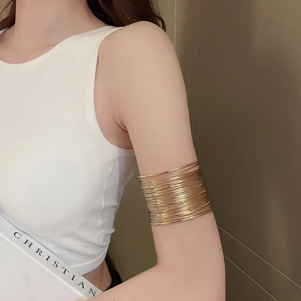 Valentine's Day Gift: A Multi-layered Hollowed-out Steel Wire C-shaped Opening Bracelet, A Popular Street Style Punk Bracelet Fr