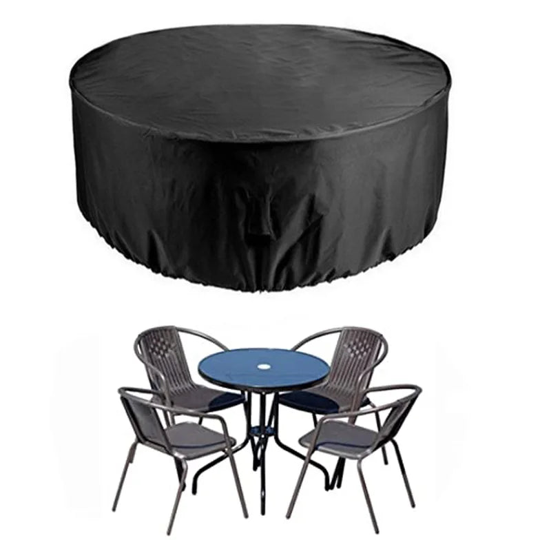 Garden Patio Round Table Protective Cover - Oxford Cloth, Outdoor Dustproof Rainproof Sunproof Furniture Shield