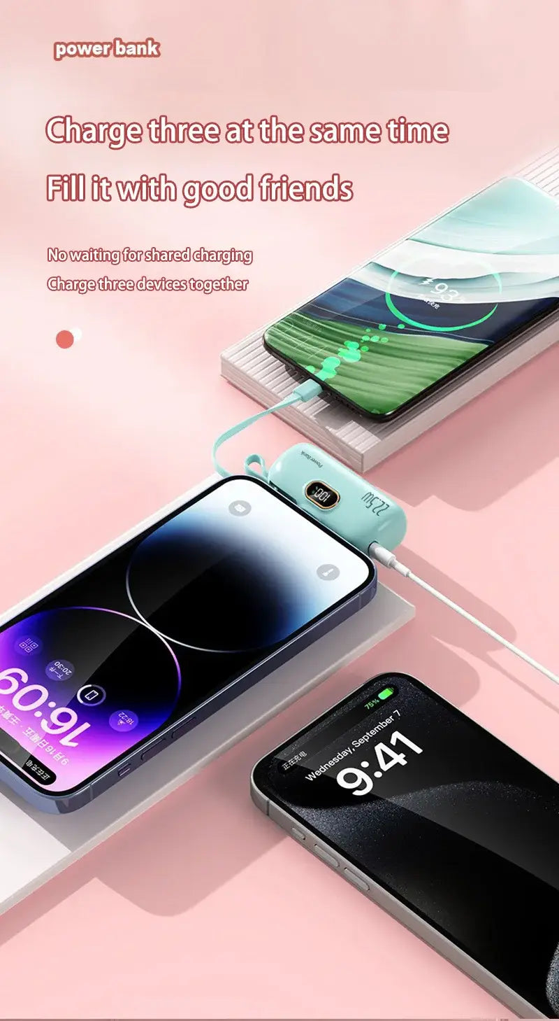 Light blue portable power bank with 30000mah battery type fast charger features a digital display and multiple charging ports for simultaneous device charging.