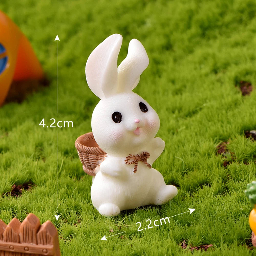 Easter Cute Resin Bunny Rabbit Figurine Micro Landscape DIY Home Room Decoration Garden Decor Miniature Ornament Accessorie