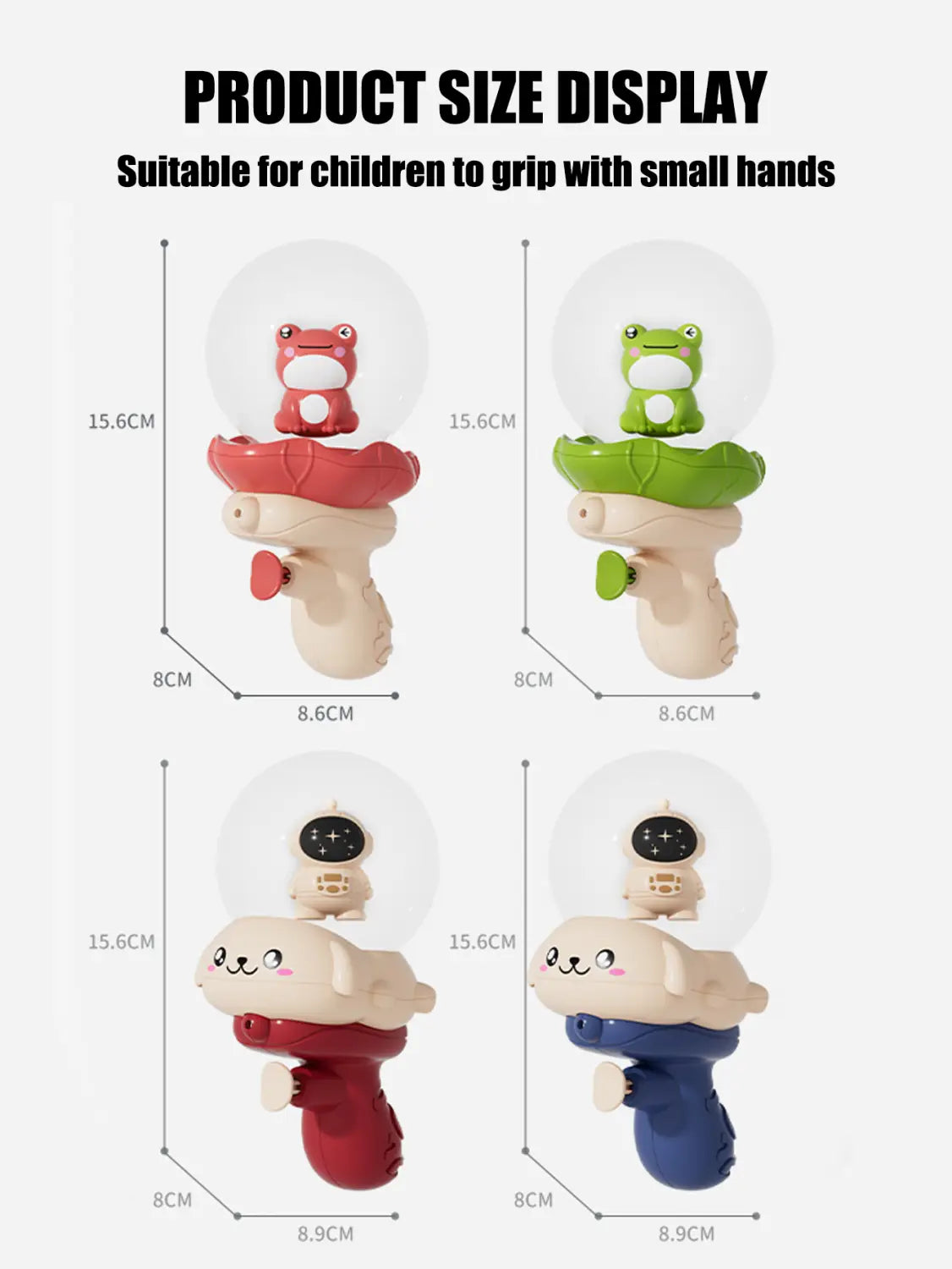 Buntes Baby-Bade-Spielzeug in Form eines Elefanten aus Kunststoff in Rot, Grün und Blau mit niedlichen, tiermotivischen Aufsätzen für Kinder.