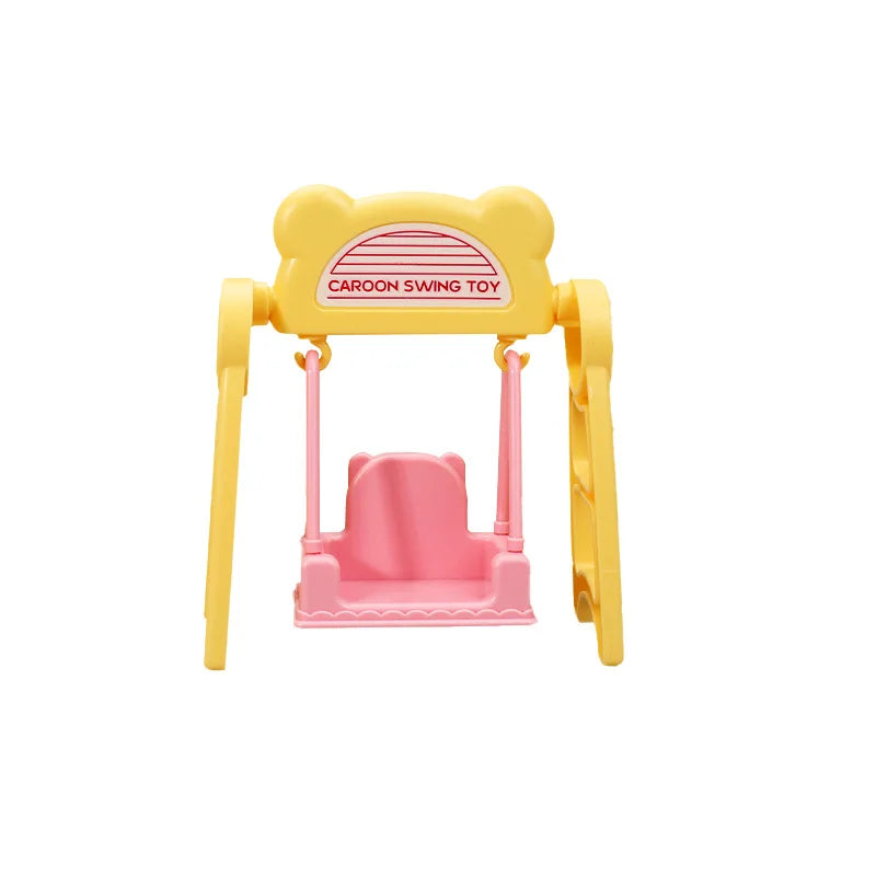 Kids Play House Toy Scene Decor Small Ornaments Miniature Simulation Castle Swing Wooden Horse Toy Model Dollhouse Accessories